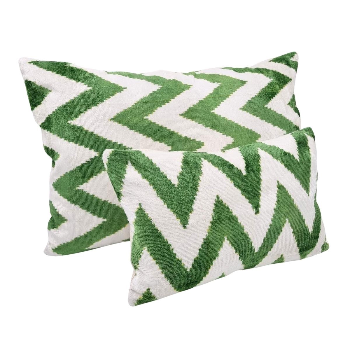İkat İkat Yastık Kılıfı Yeşil Zıgzag