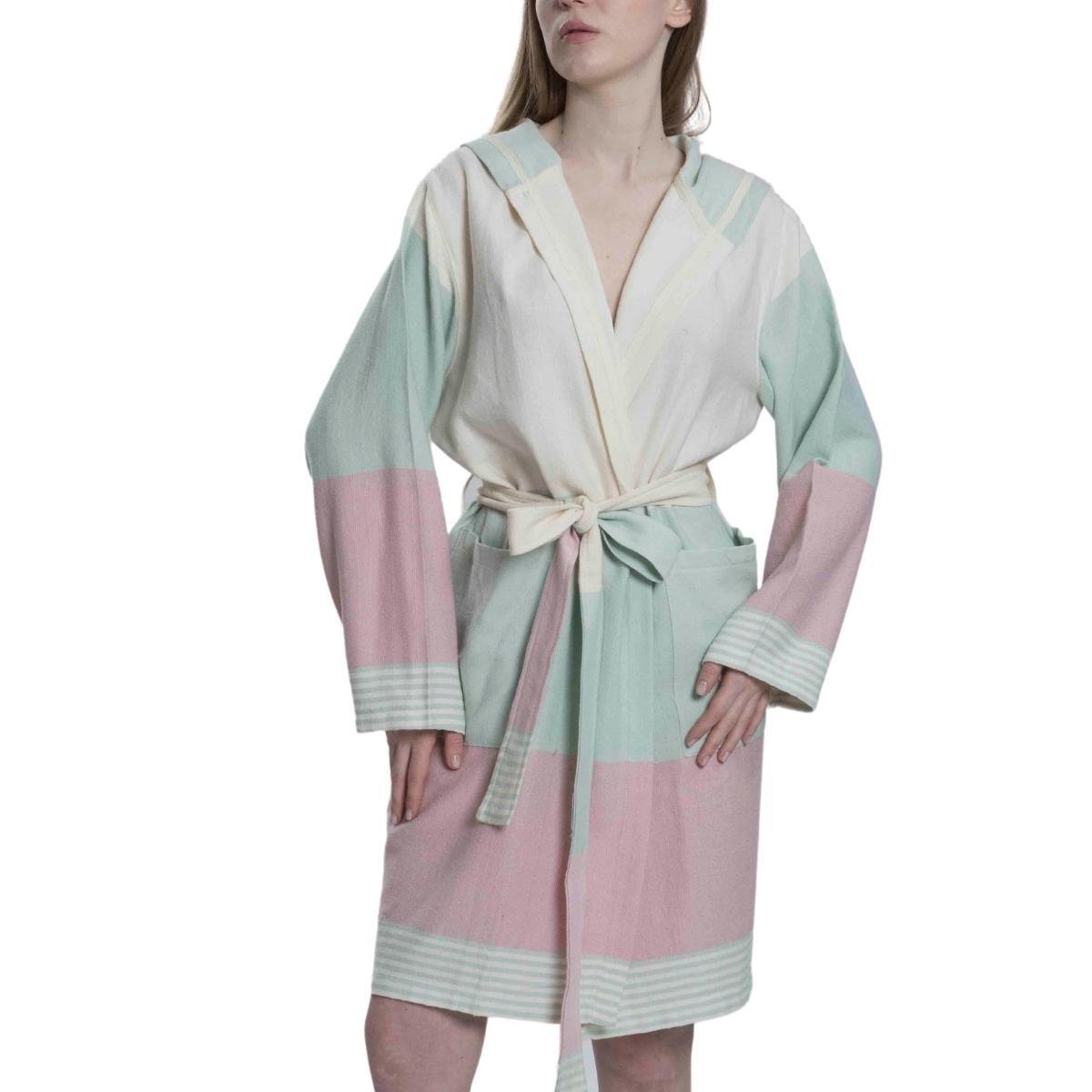 Twin Sultan Bathrobe with Hood Mint Green - Rose Pink - Natural