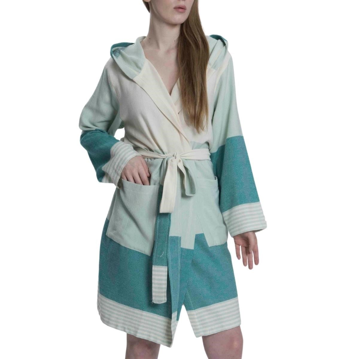 Twin Sultan Bathrobe with Hood Mint Green - Fanfare Green - Natural