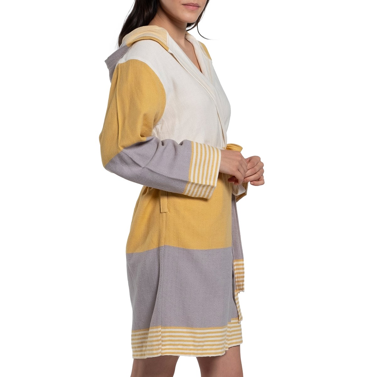 Twin Sultan Bathrobe with Hood Yellow - Taupe - Natural