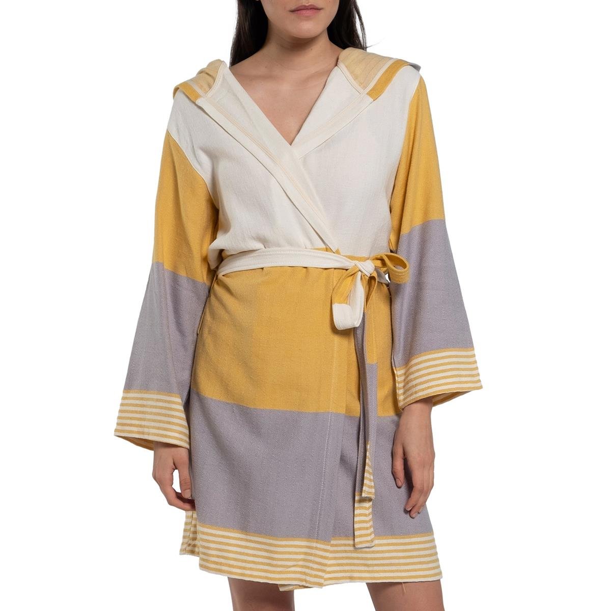 Twin Sultan Bathrobe with Hood Yellow - Taupe - Natural