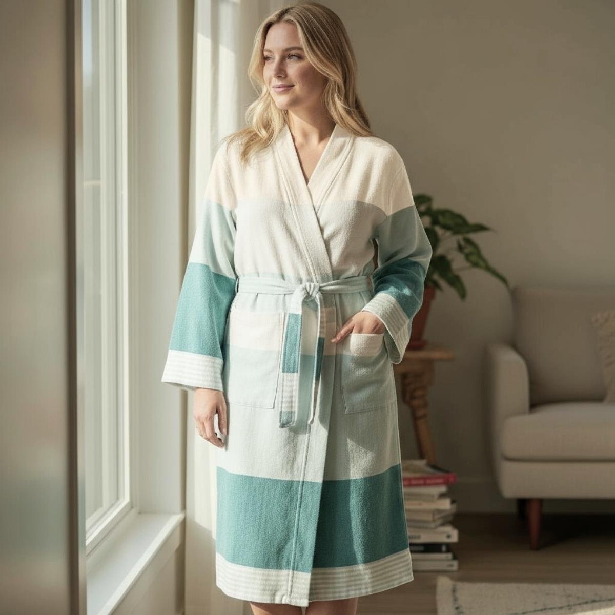 Twin Sultan Bathrobe Kimono Mint Green - Fanfare Green - Natural