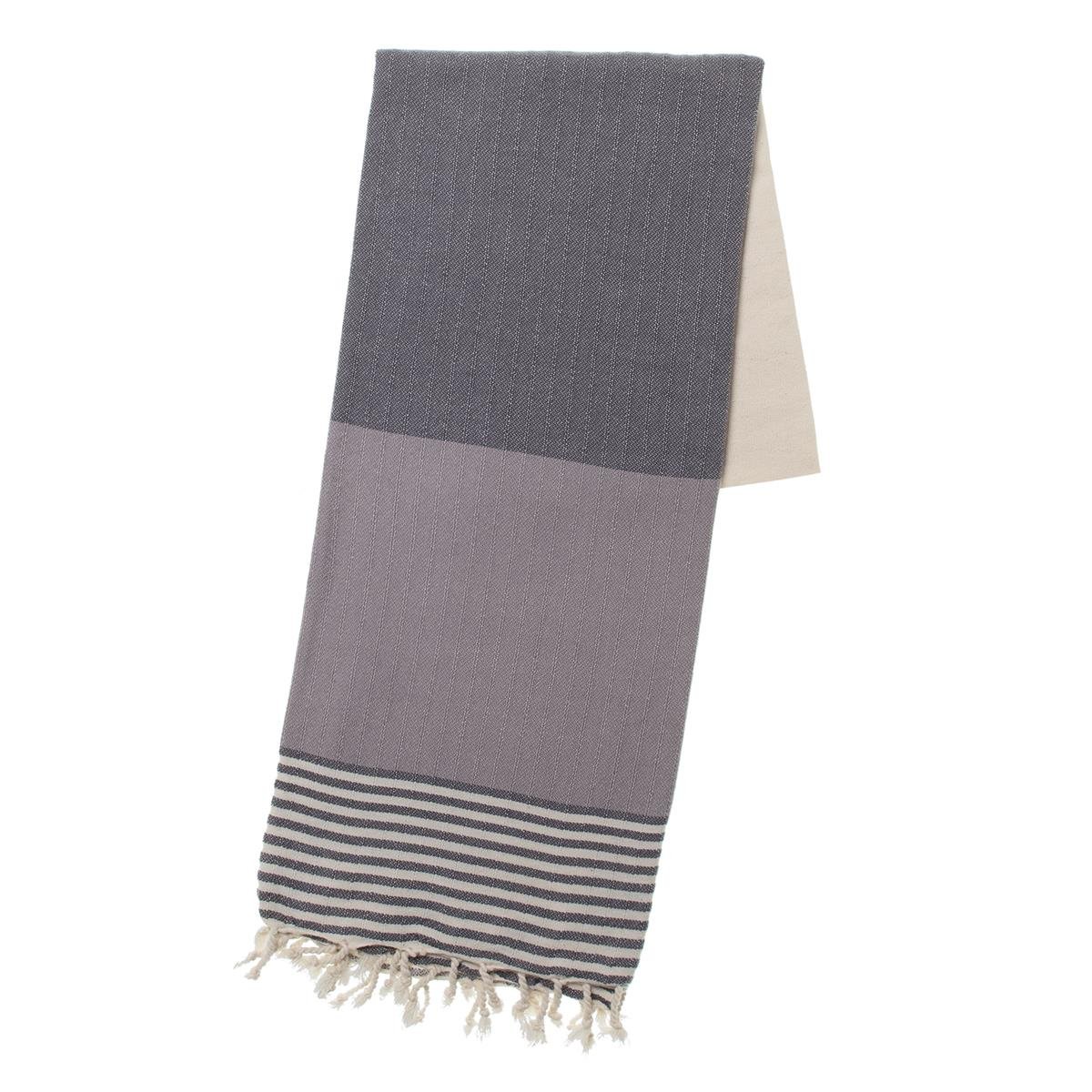 Twin Sultan Peshtemal Dark Grey - Light Grey - Natural