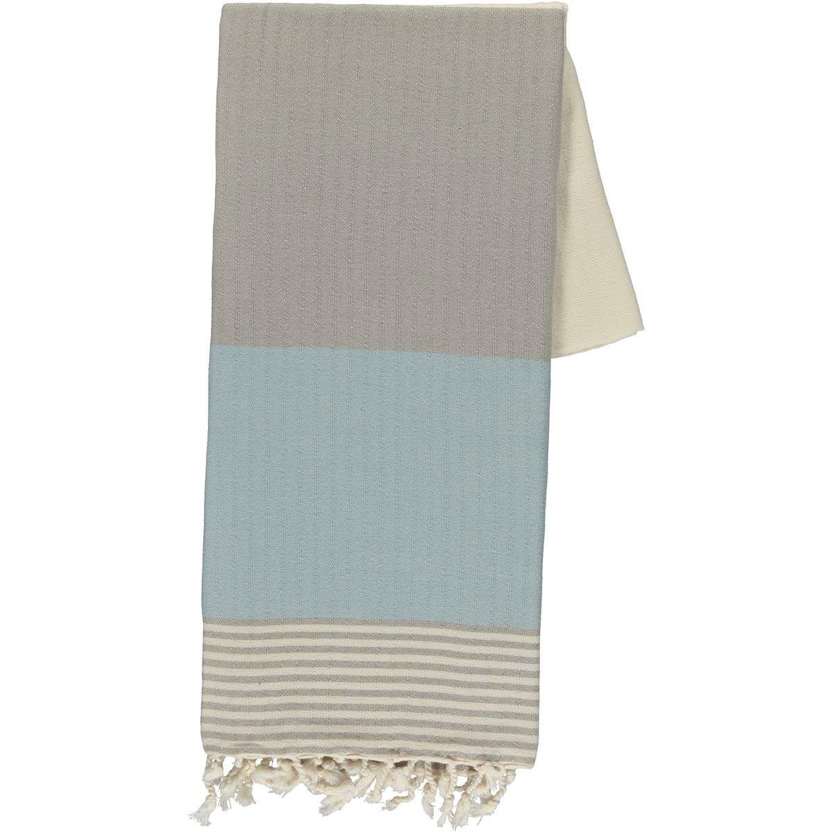 Twin Sultan Peshtemal Taupe - Light Blue - Natural