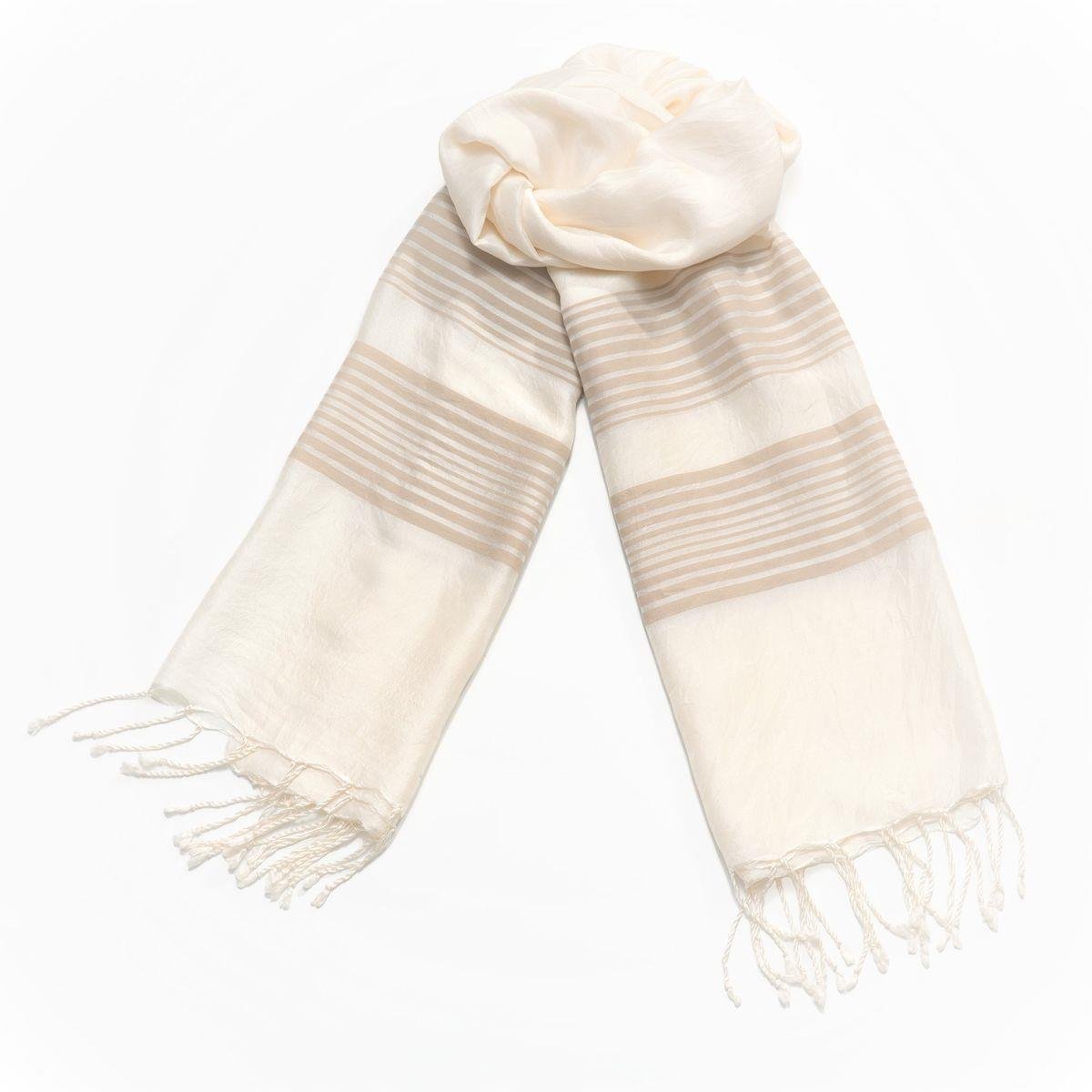 Silk Thin Line Foulard Beige