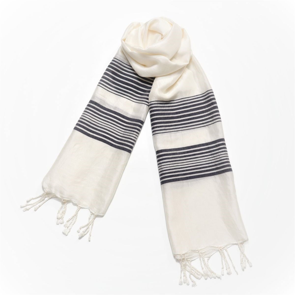 Silk Thin Line Foulard Navy