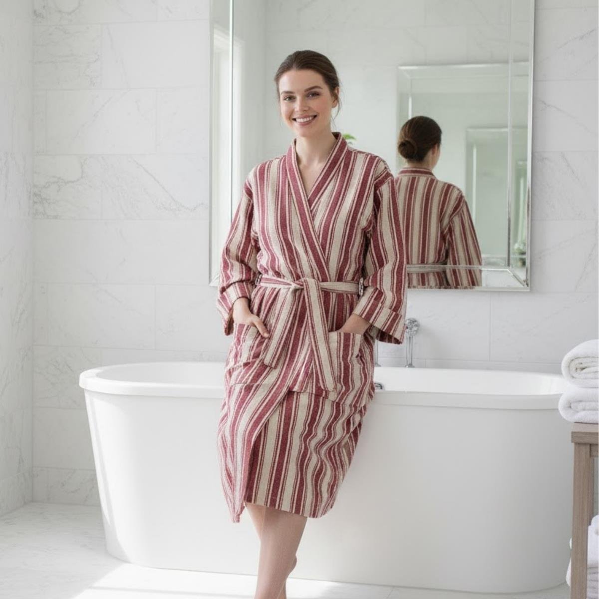 Karakız Kimono Yaka Bornoz Bordo