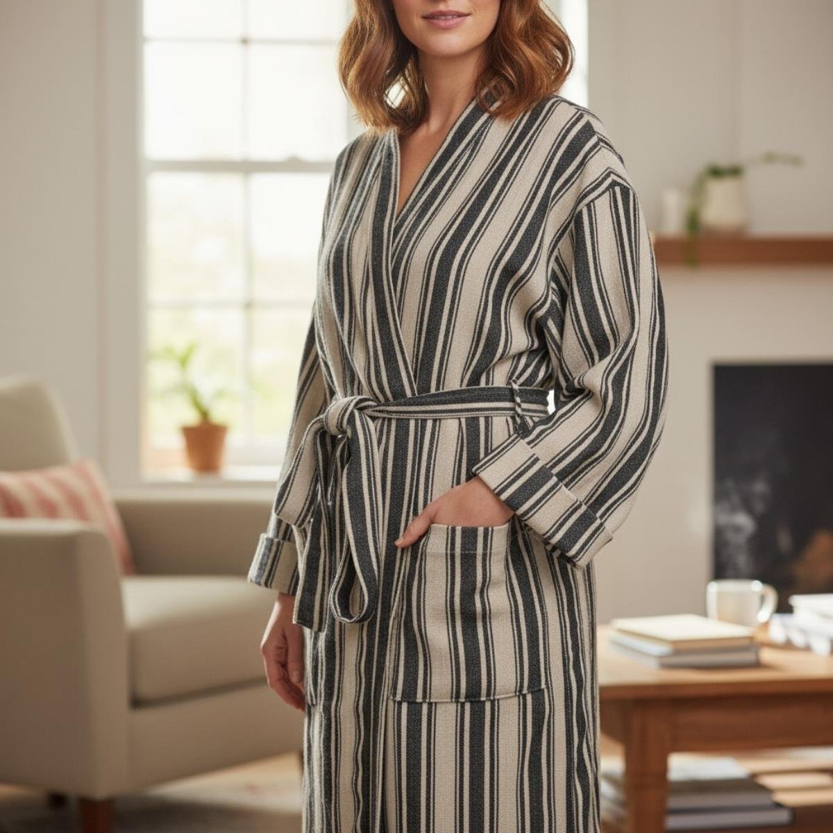 Karakız Kimono Yaka Bornoz Siyah