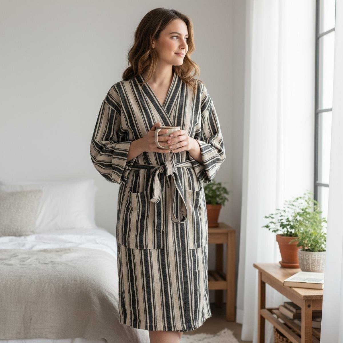 Karakız Kimono Yaka Bornoz Siyah