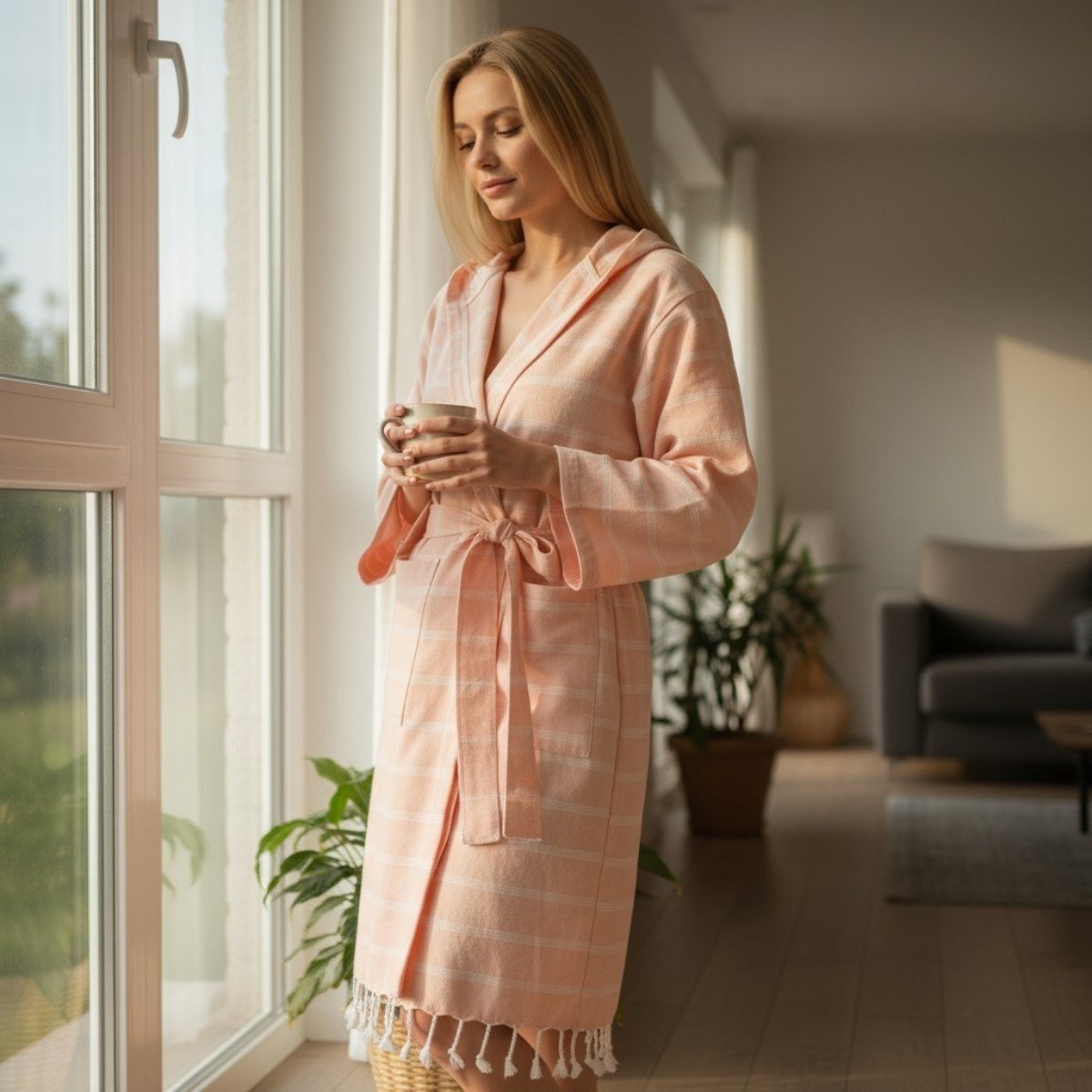 Kokosh Bathrobe with Hood Melon
