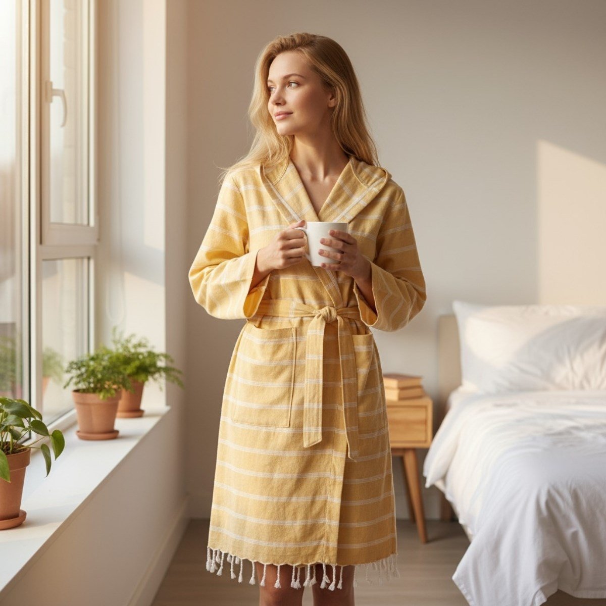 Kokosh Bathrobe with Hood Yellow