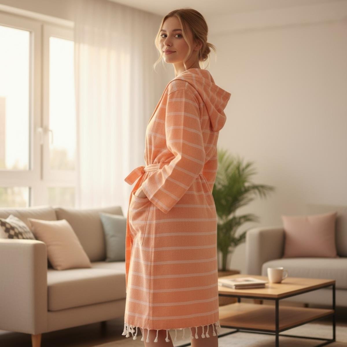 Kokosh Bathrobe with Hood Orange