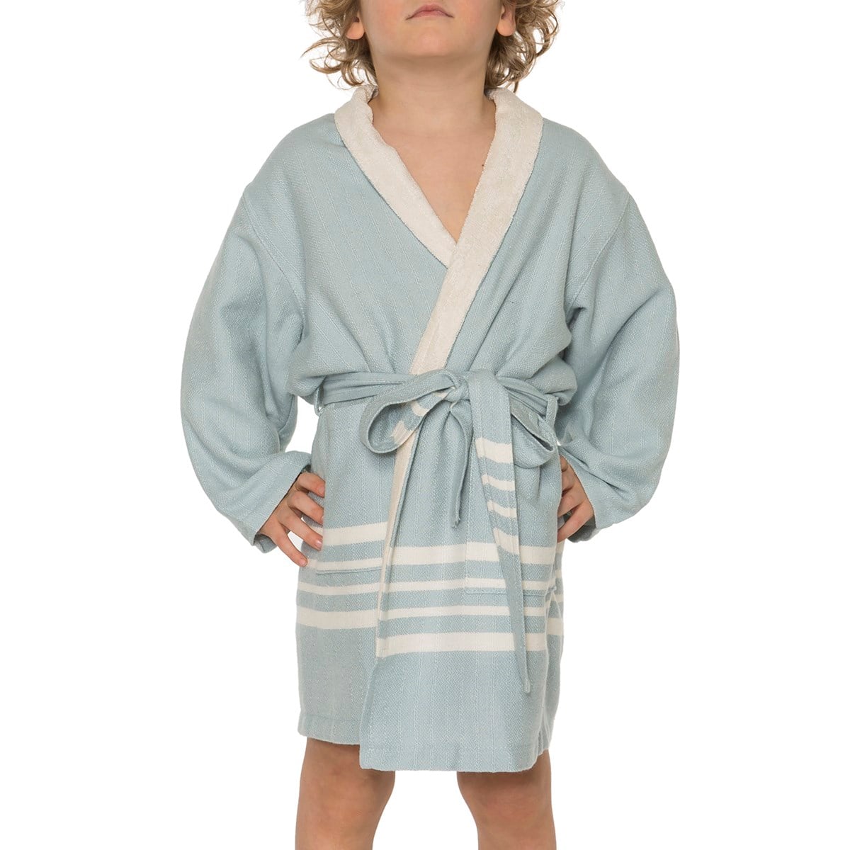 Krem Sultan with Terry Lining Kids Bathrobe Light Blue