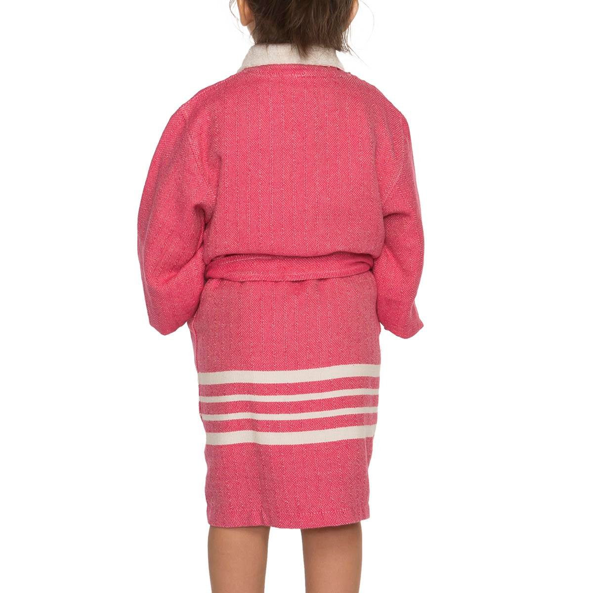 Krem Sultan with Terry Lining Kids Bathrobe Fuchsia