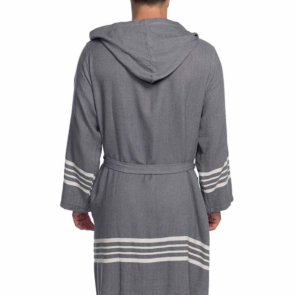 Krem Sultan Bathrobe with Hood Dark Grey