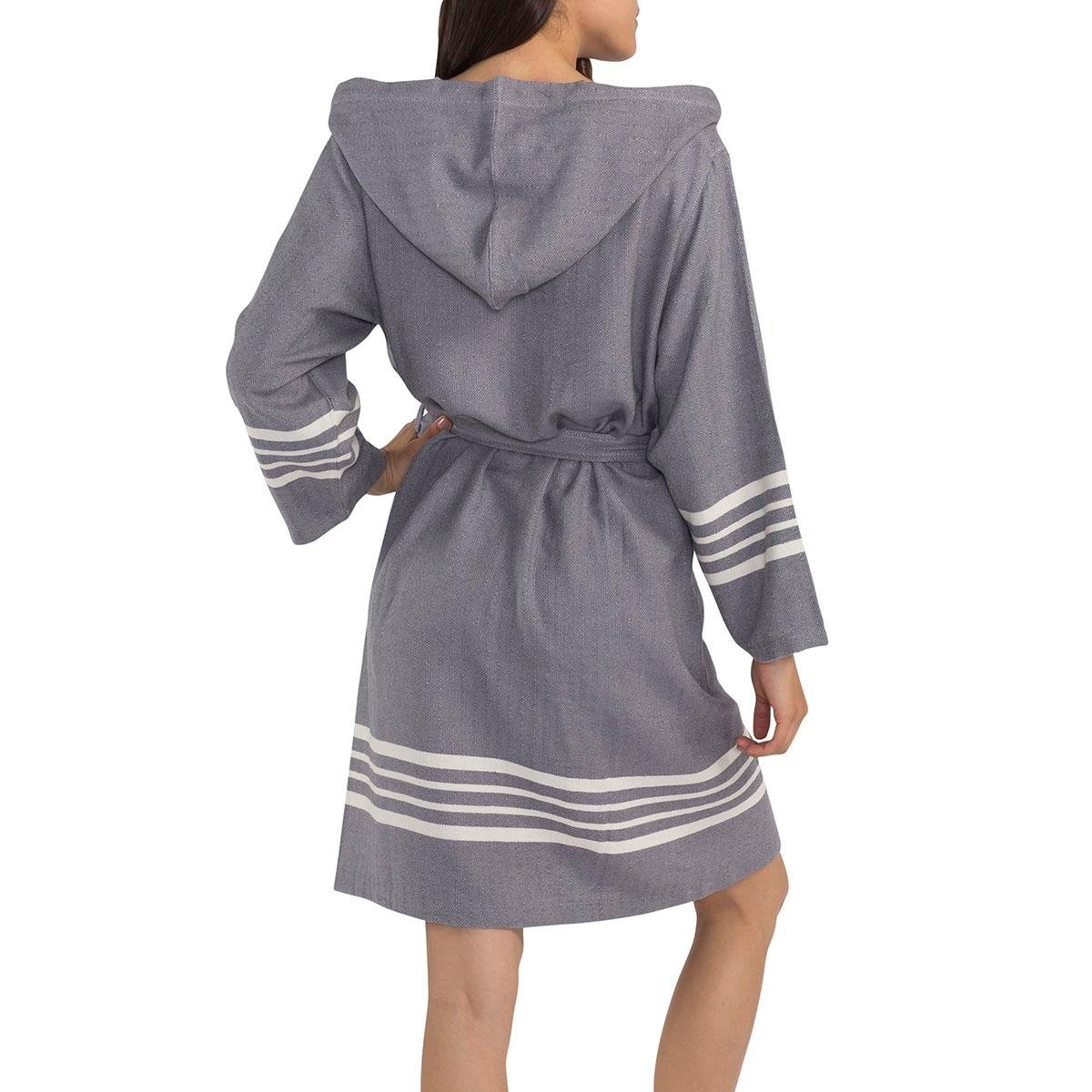 Krem Sultan Bathrobe with Hood Dark Grey