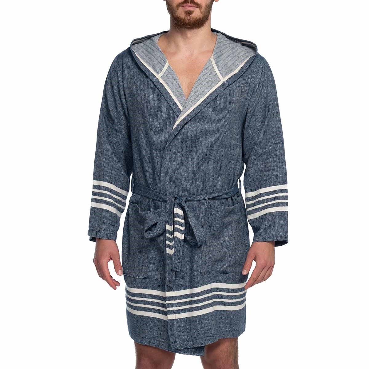 Krem Sultan Bathrobe with Hood Navy