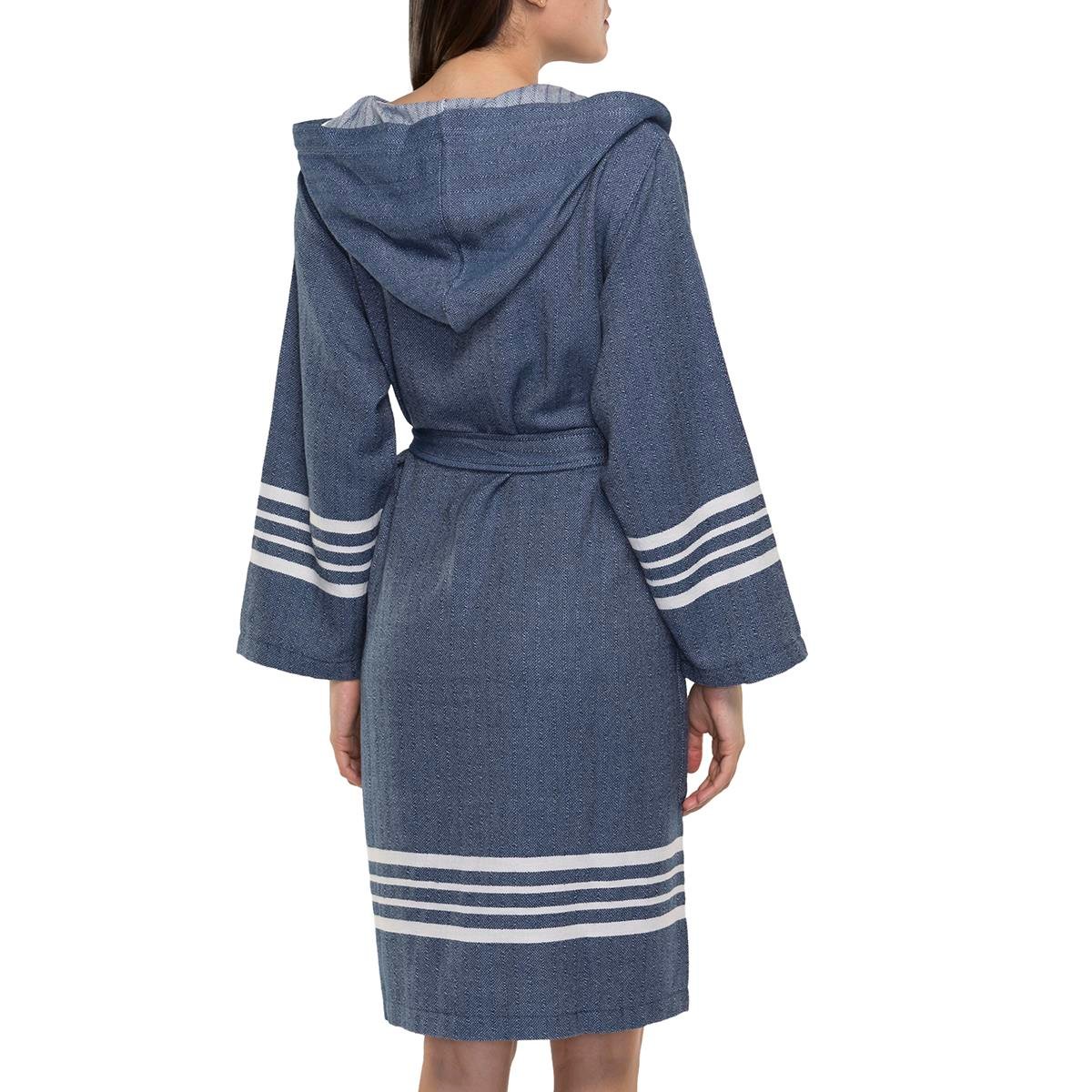 Krem Sultan Bathrobe with Hood Navy