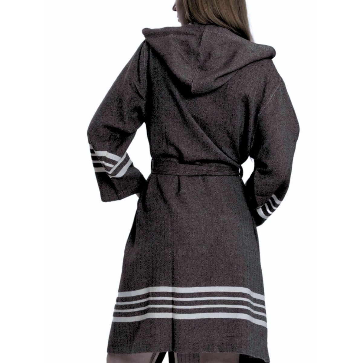 Krem Sultan Bathrobe with Hood Black