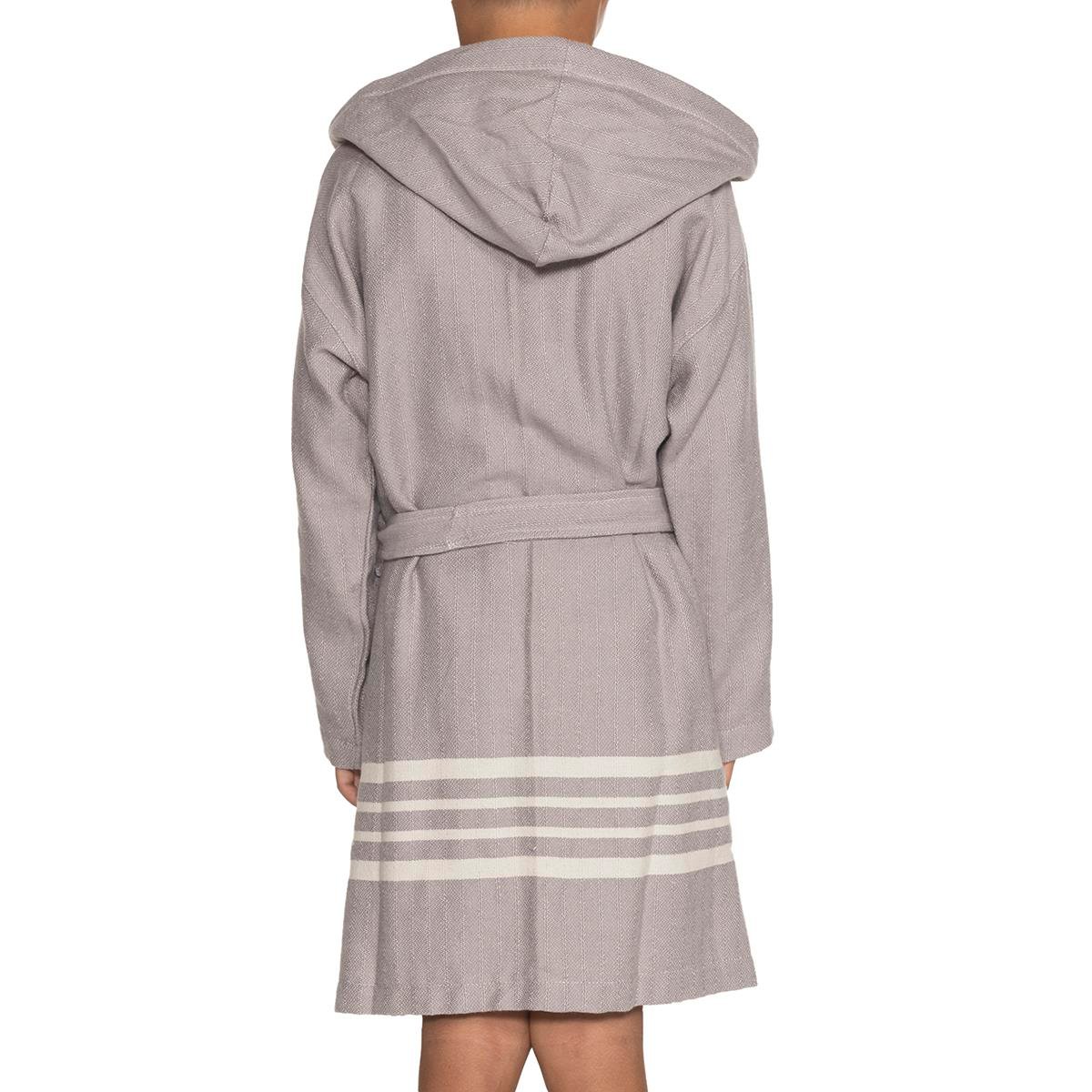 Krem Sultan with Hood Kids Bathrobe Light Grey