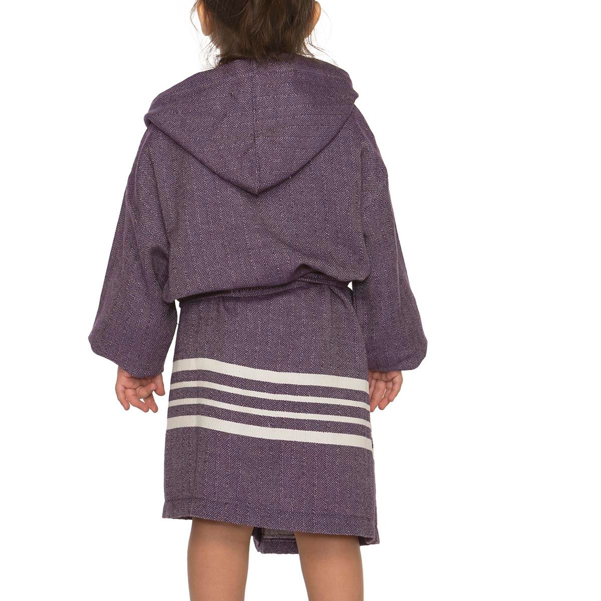 Krem Sultan with Hood Kids Bathrobe Dark Purple