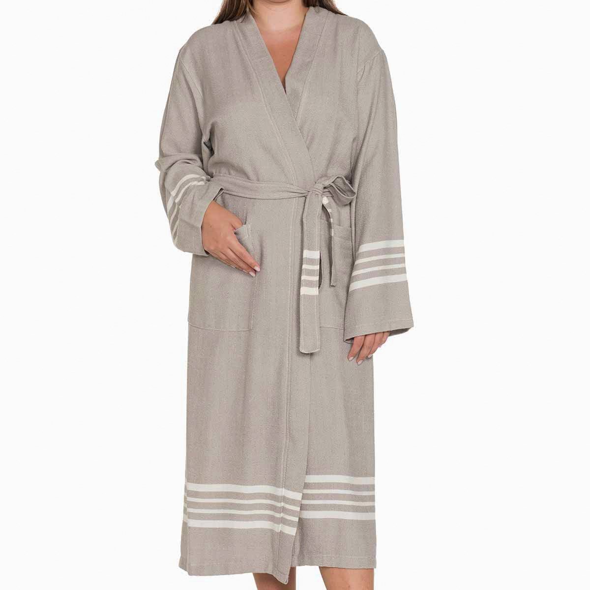 Krem Sultan Bathrobe Kimono Taupe