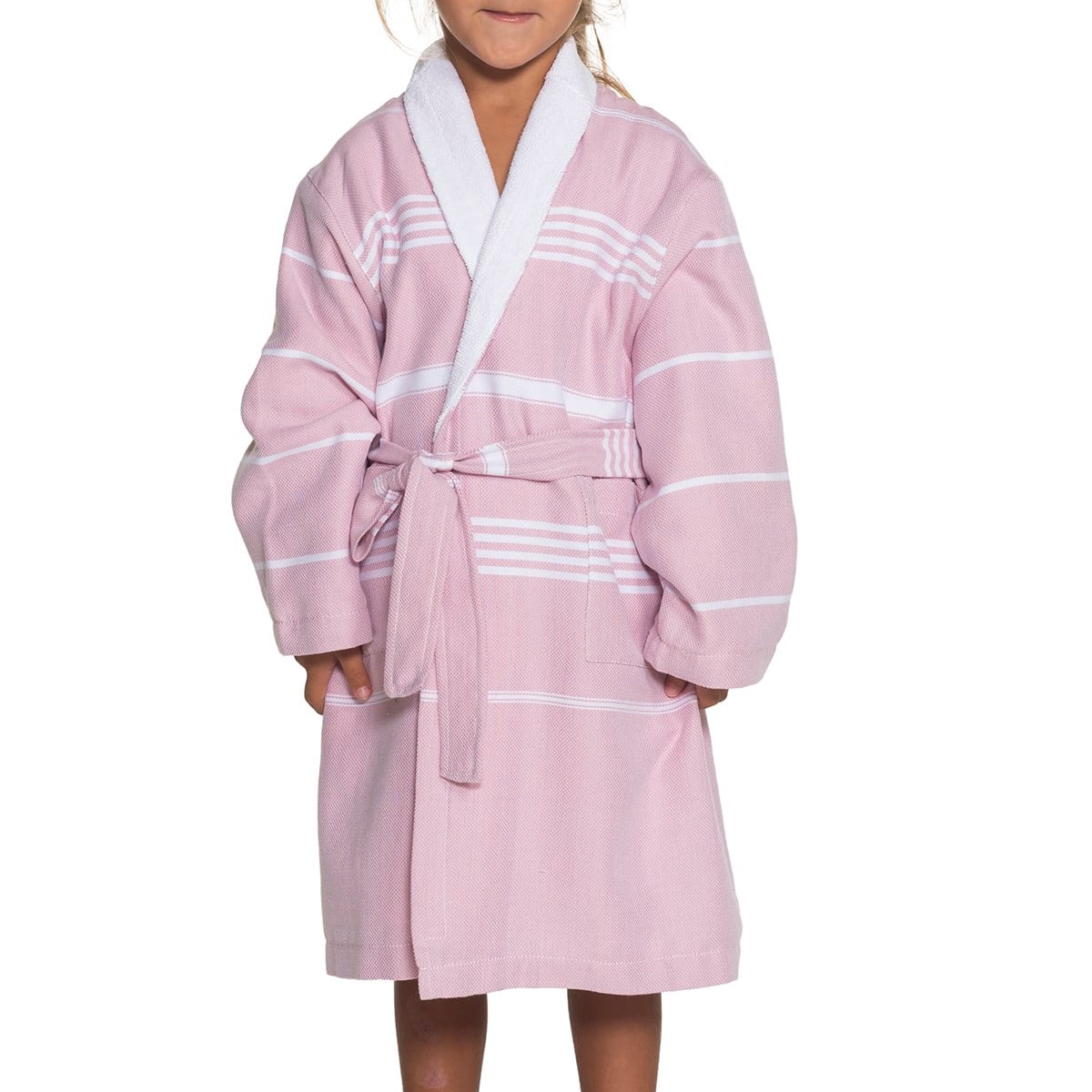 Leyla with Terry Lining Kids Bathrobe Rose Pink