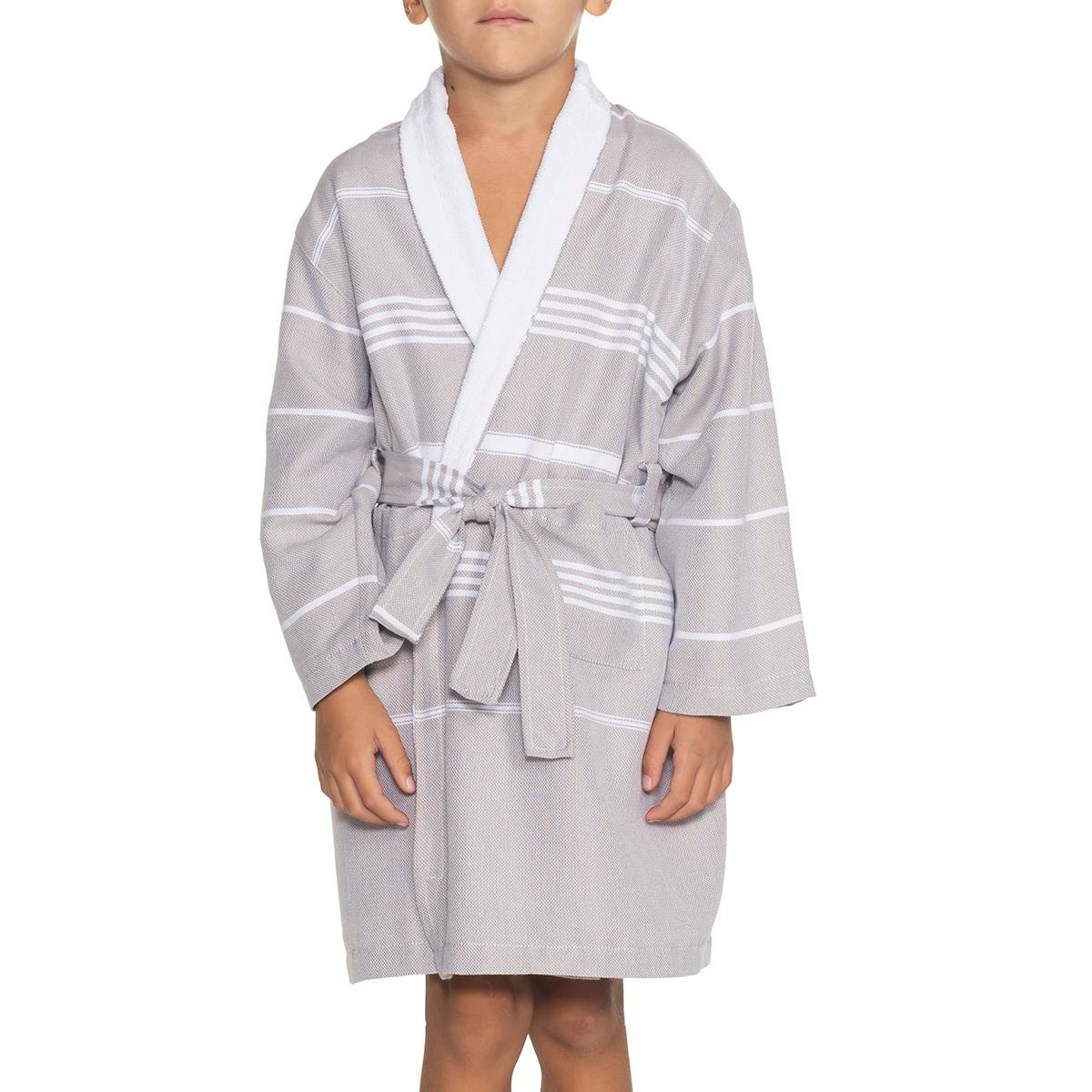 Leyla with Terry Lining Kids Bathrobe Taupe