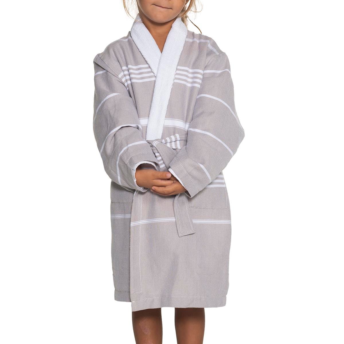 Leyla with Terry Lining Kids Bathrobe Taupe