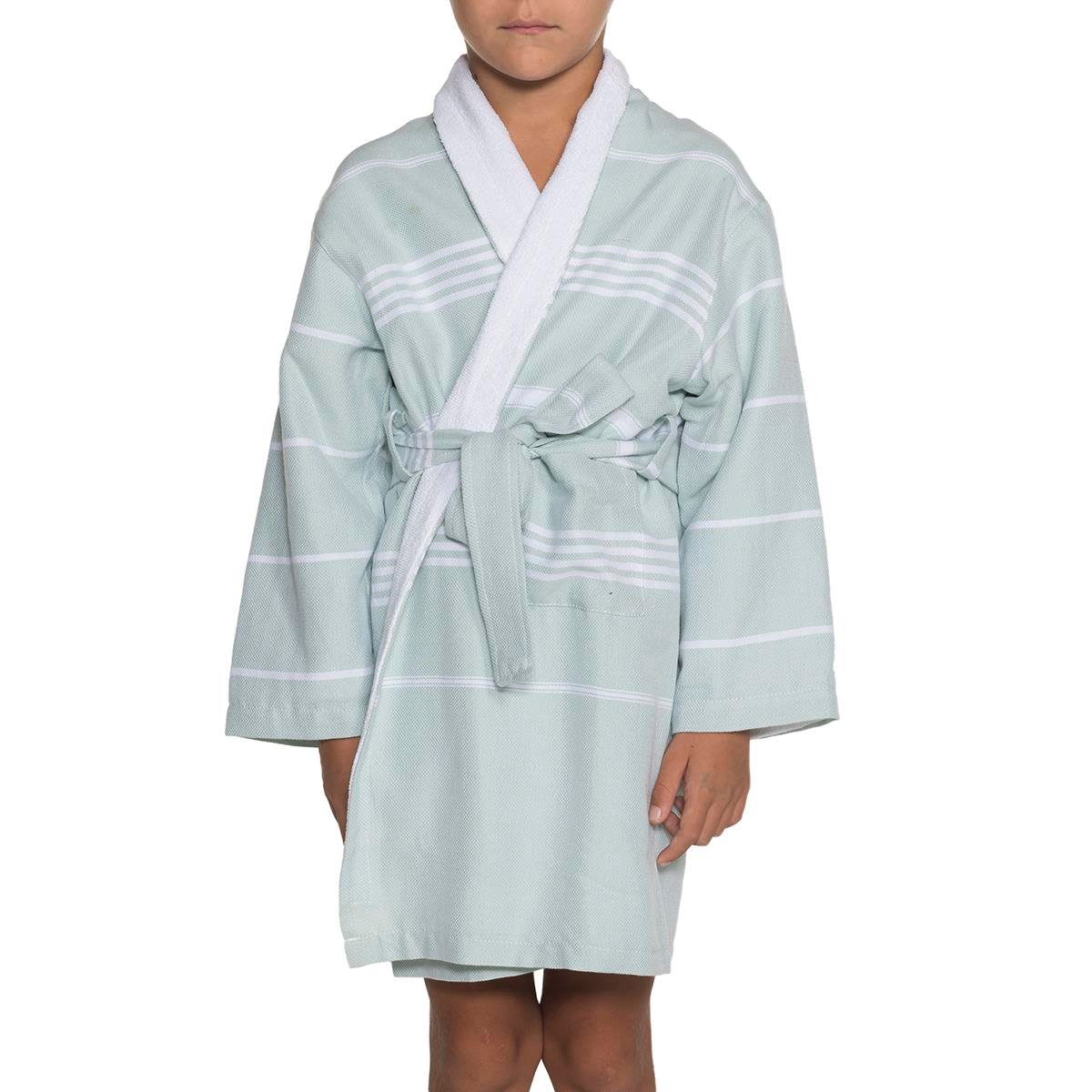 Leyla with Terry Lining Kids Bathrobe Mint Green