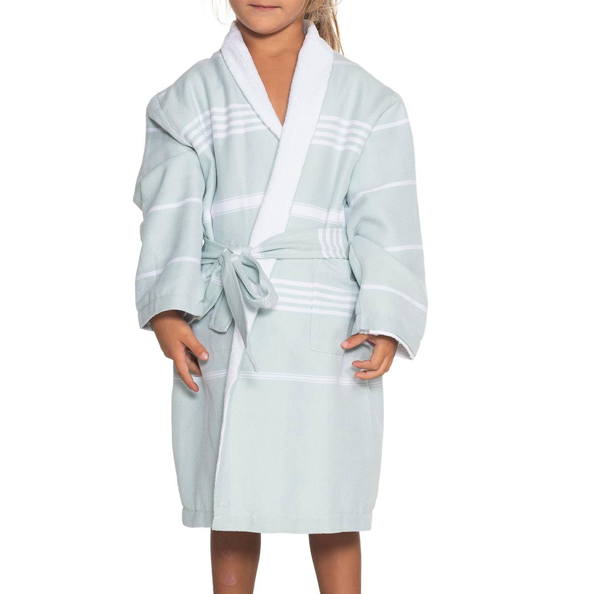Leyla with Terry Lining Kids Bathrobe Mint Green