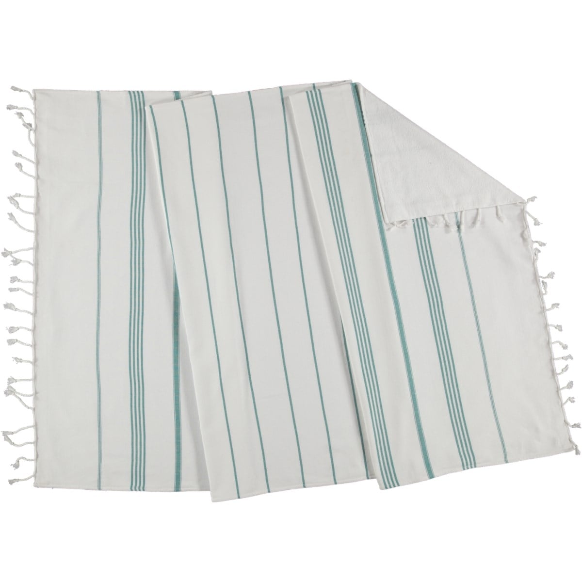 Leyla Peshtemal with Towel White - Fanfare Green