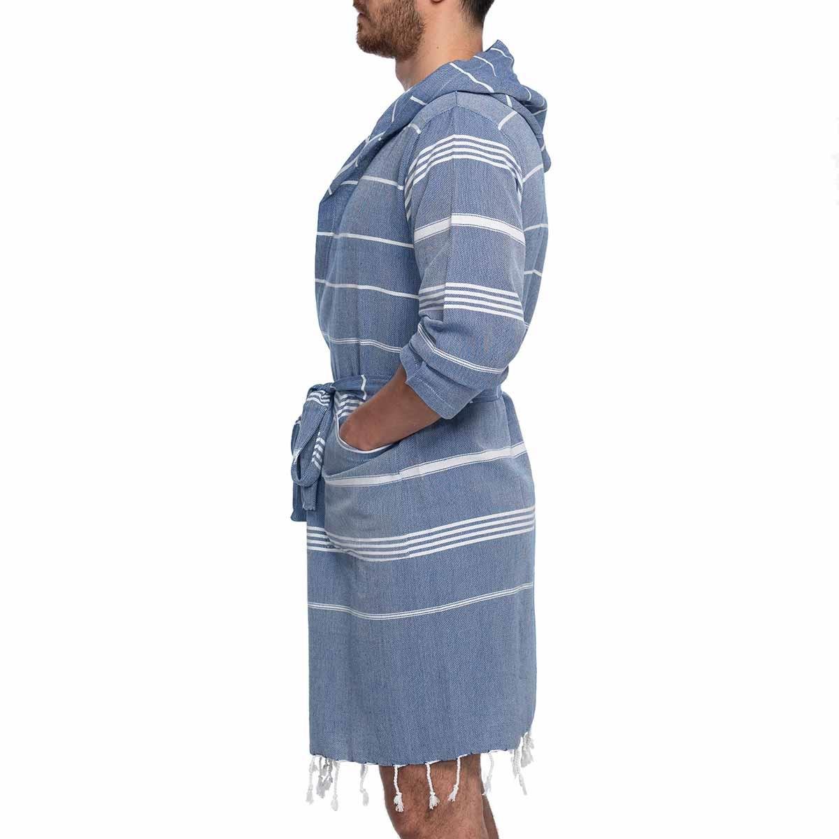 Leyla Bathrobe with Hood Royal Blue