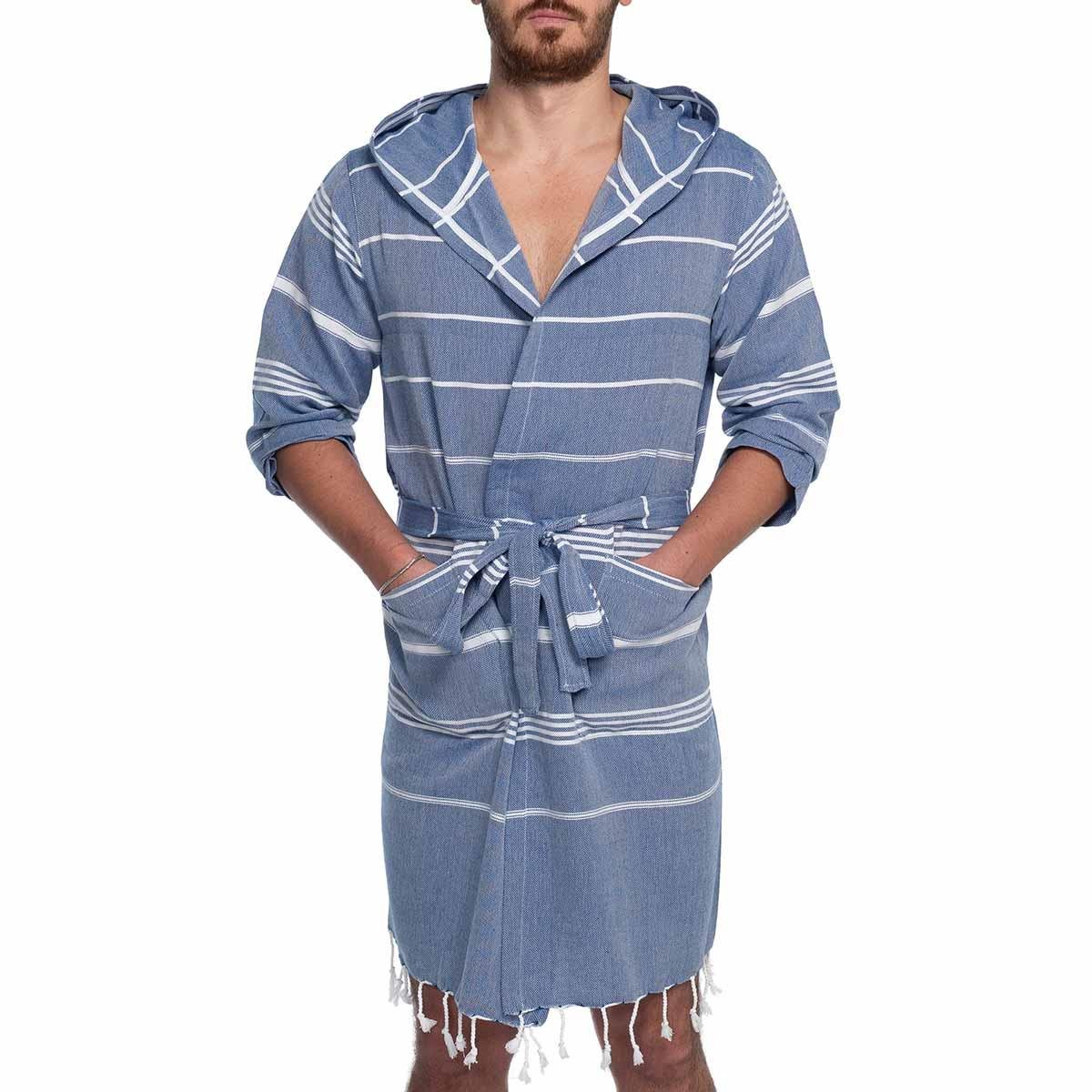 Leyla Bathrobe with Hood Royal Blue