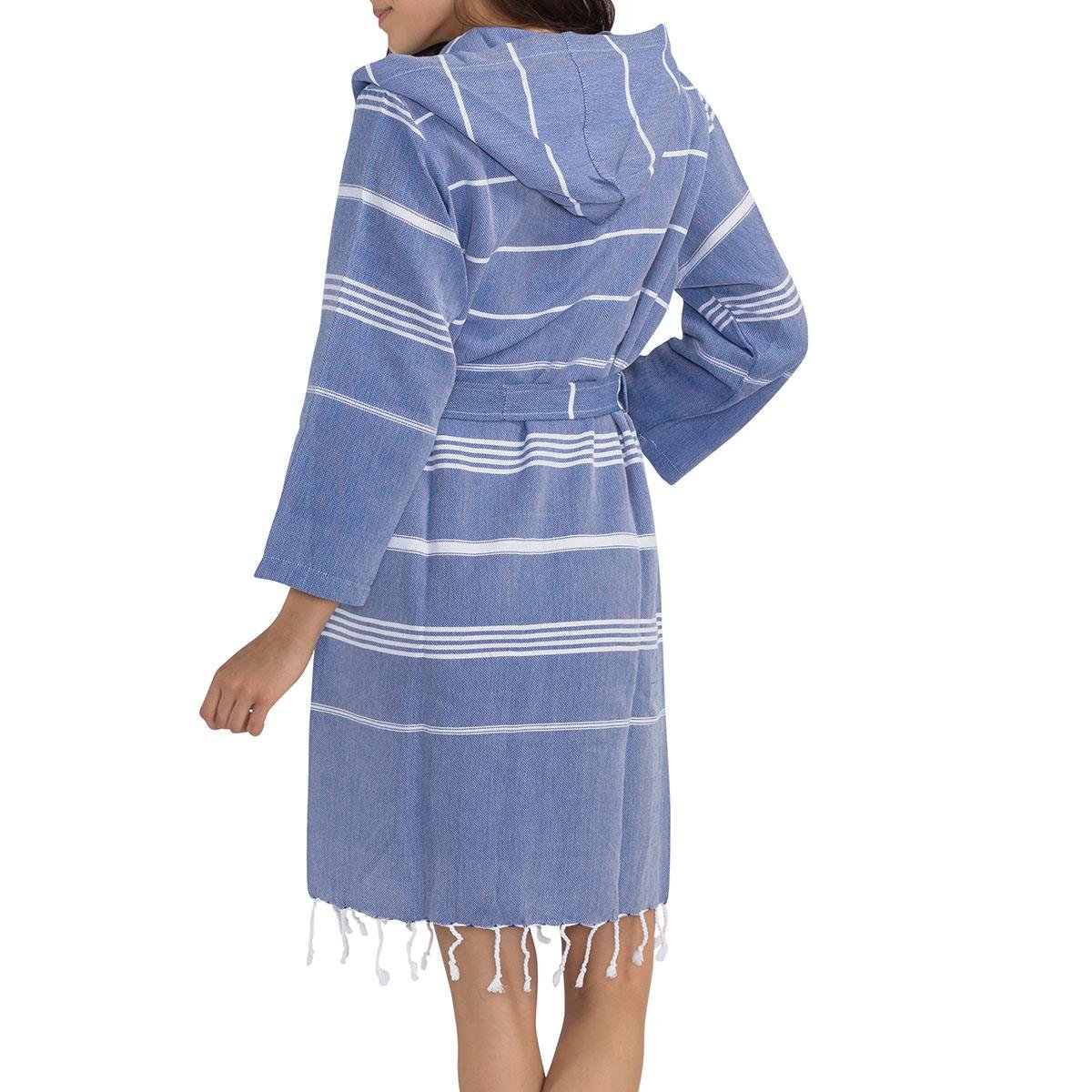 Leyla Bathrobe with Hood Royal Blue