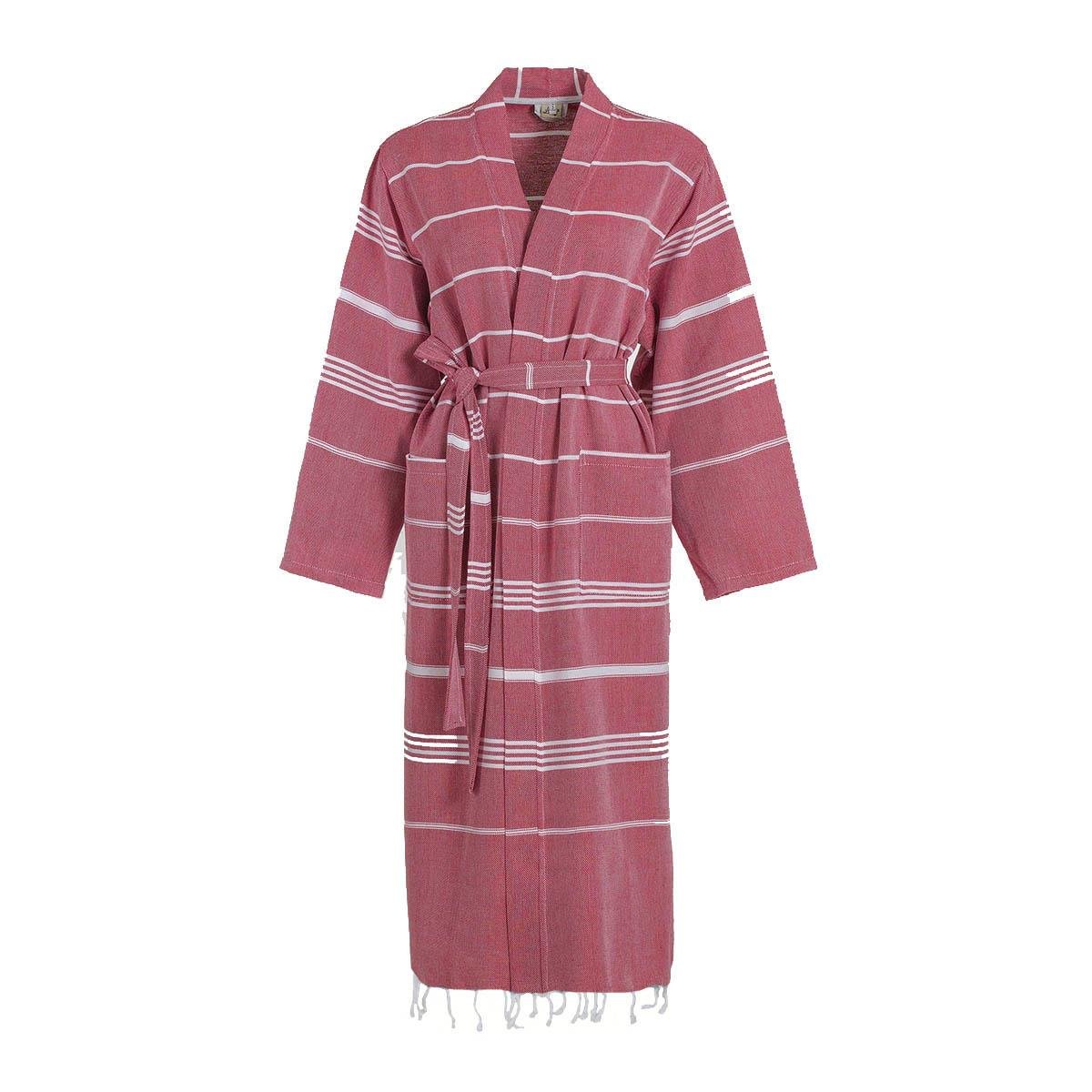 Leyla Kimono Yaka Bornoz Bordo