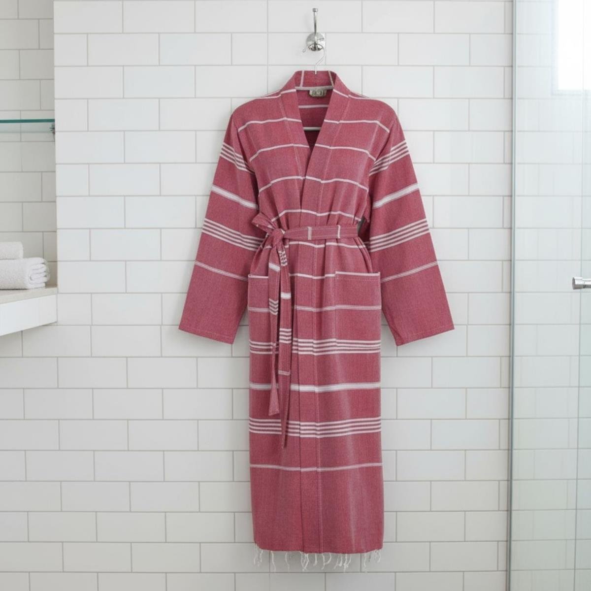 Leyla Kimono Yaka Bornoz Bordo