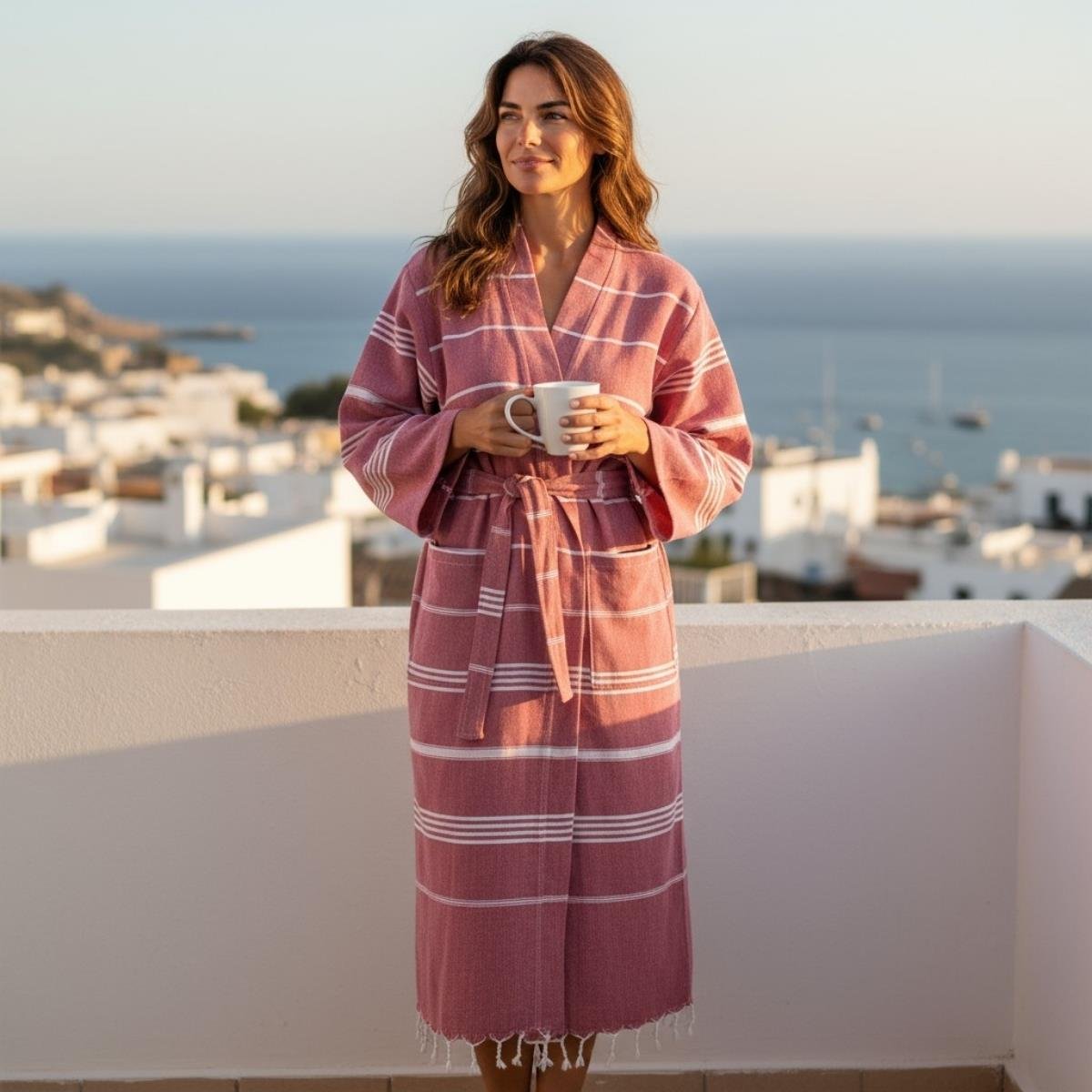 Leyla Kimono Yaka Bornoz Bordo