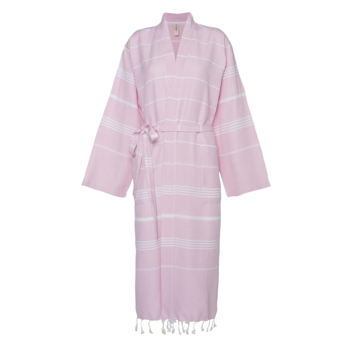 Leyla Kimono Yaka Bornoz Gül Pembe