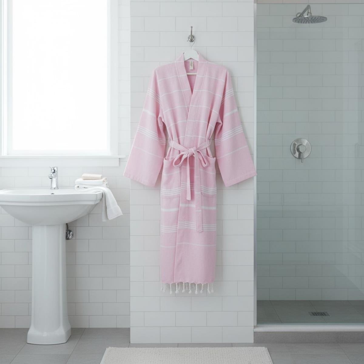 Leyla Kimono Yaka Bornoz Gül Pembe