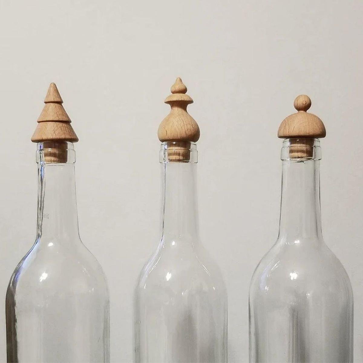 Solid Wood Mixed Bottle Cap 3 Way Set Home Accessories Natural