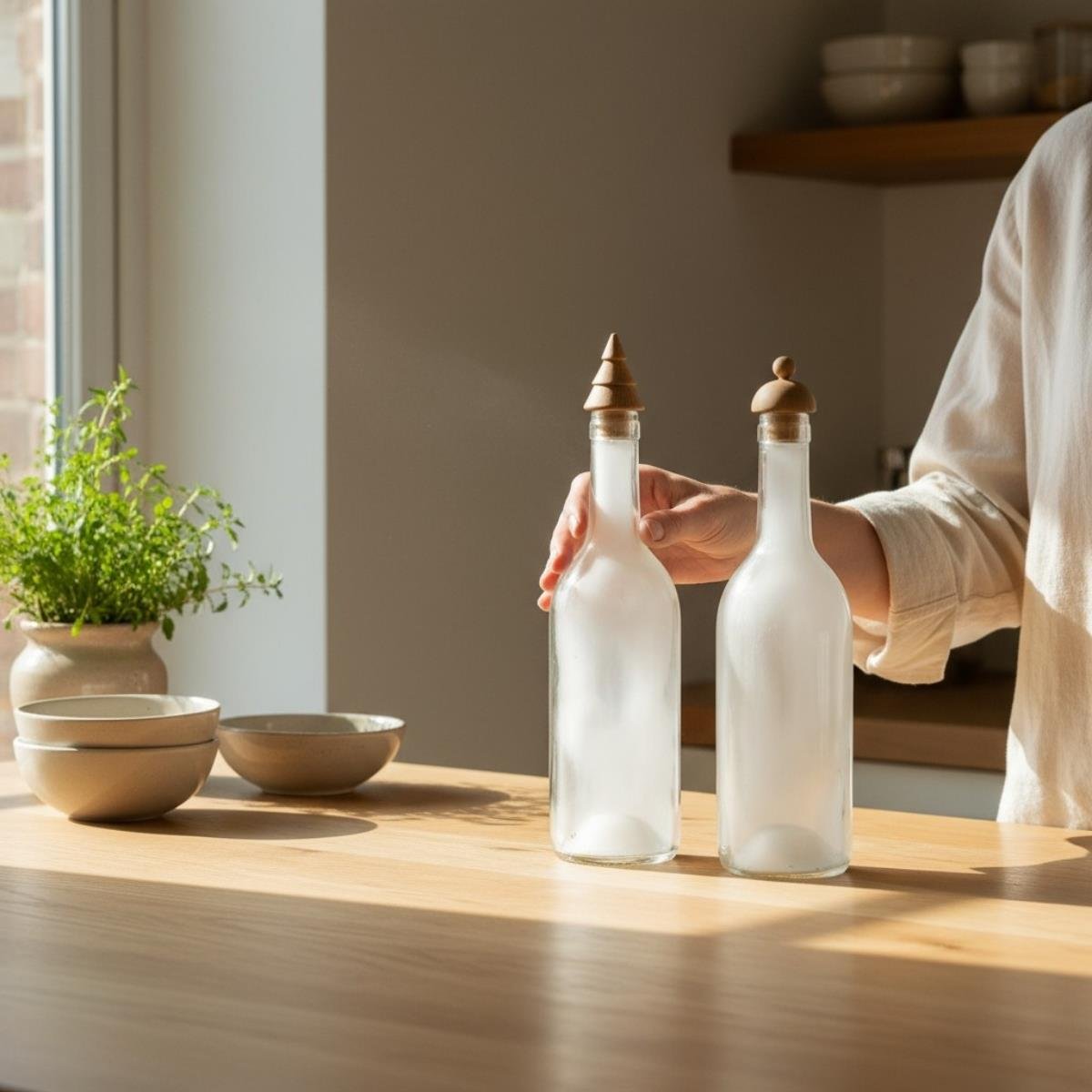 Solid Wood Mixed Bottle Cap 3 Way Set Home Accessories Natural