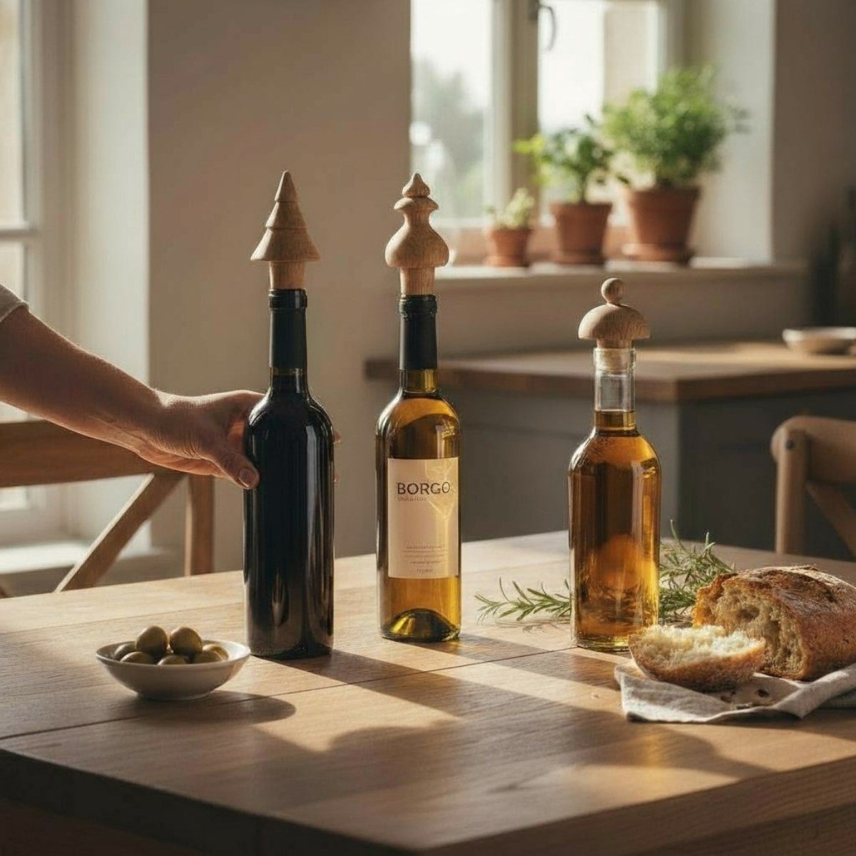 Solid Wood Mixed Bottle Cap 3 Way Set Home Accessories Natural