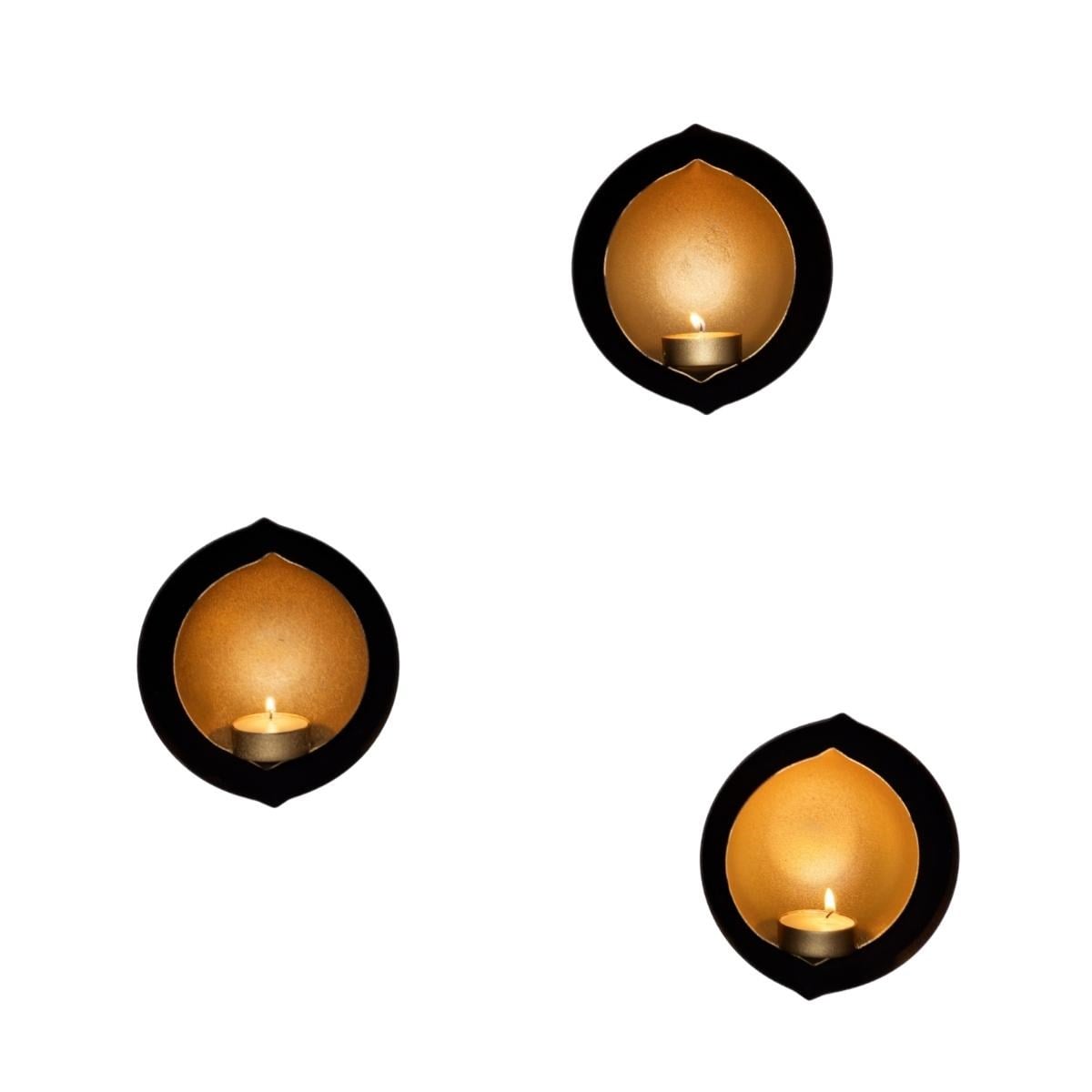 Candle Holder Sconce Home Accessories Black - Gold