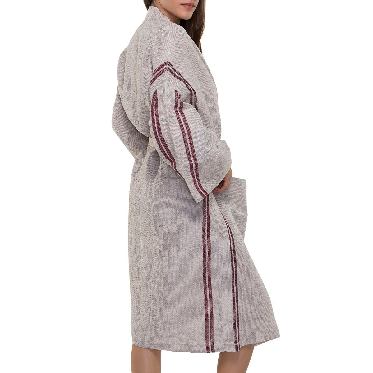 Honeycomb Dressing Gown Dark Grey - Bordeaux