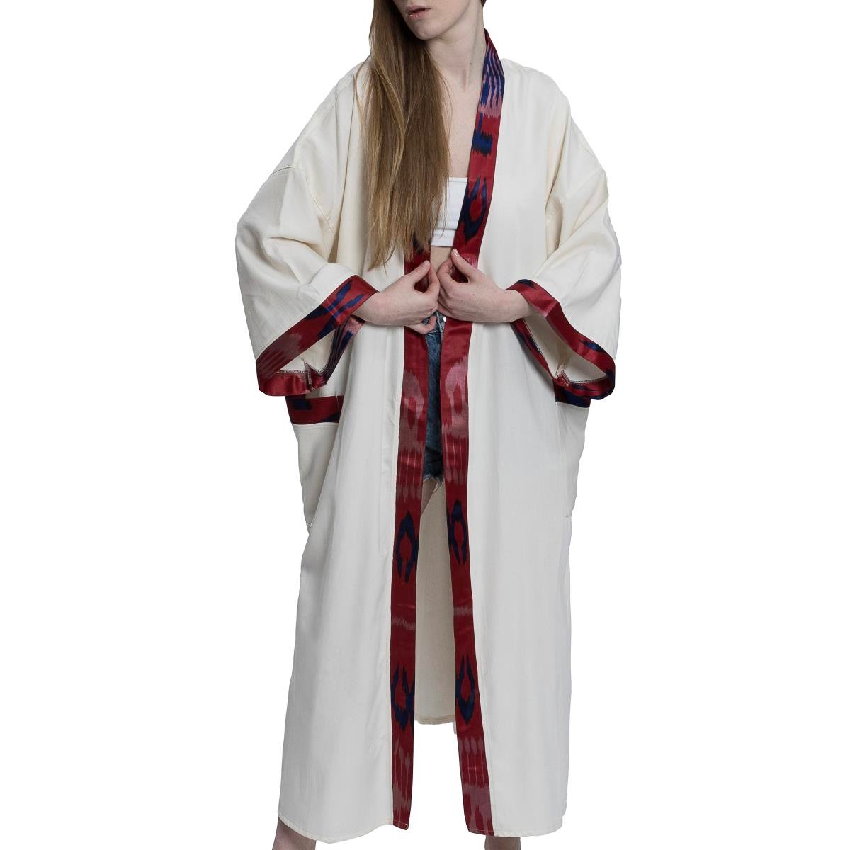 Saten Kaftan Ham - Bordo