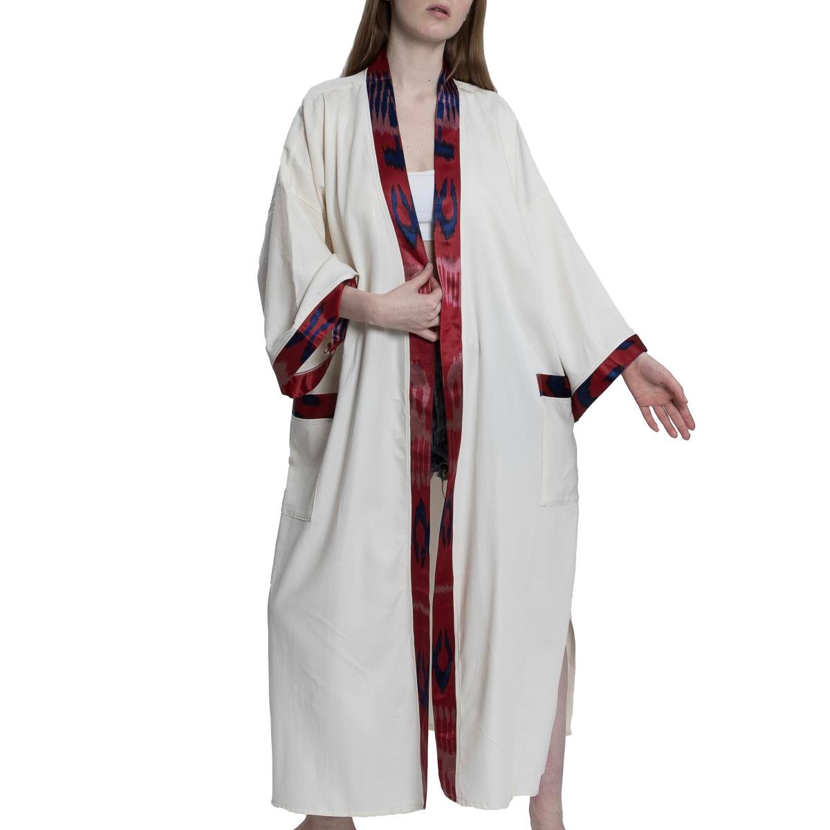 Saten Kaftan Ham - Bordo