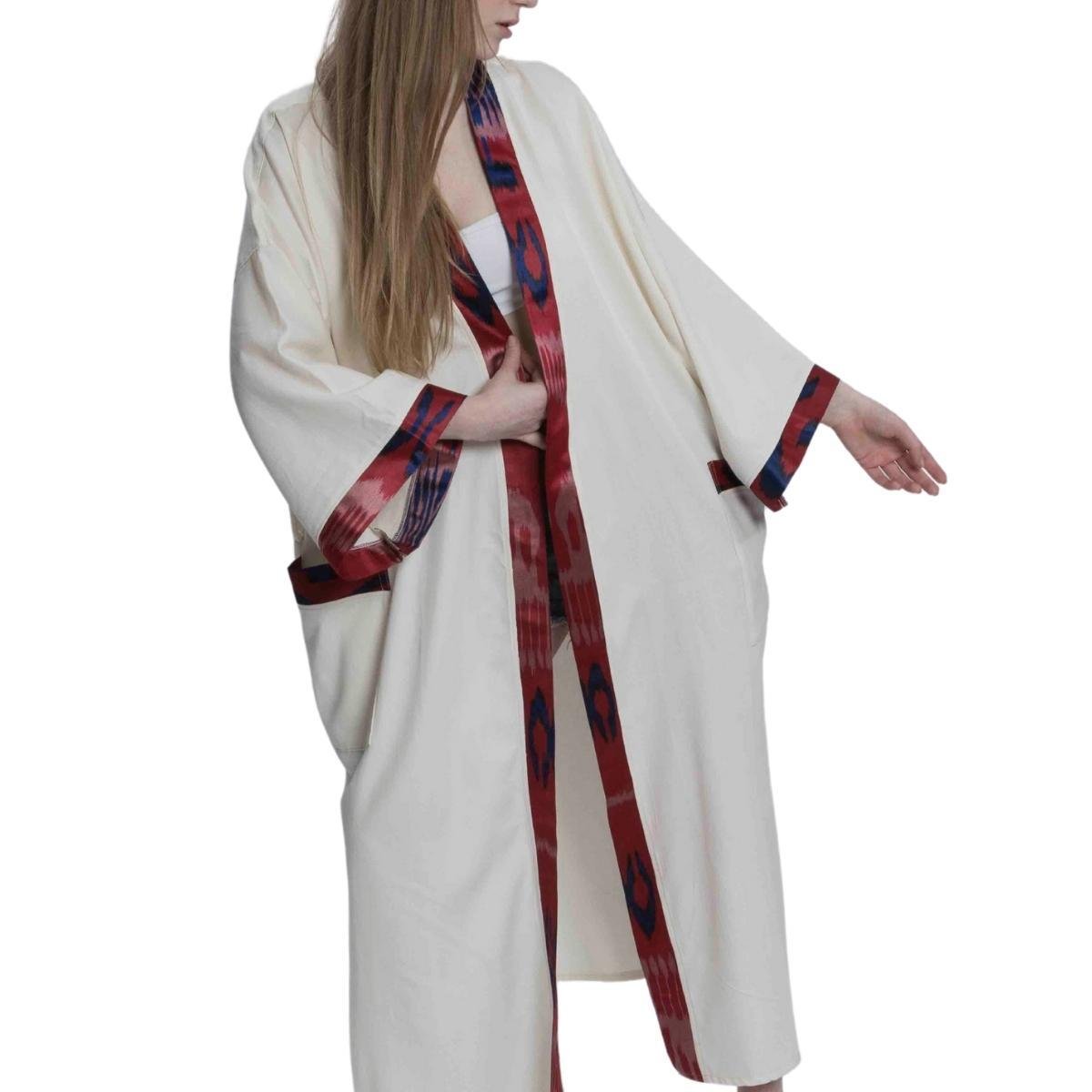 Saten Kaftan Ham - Bordo