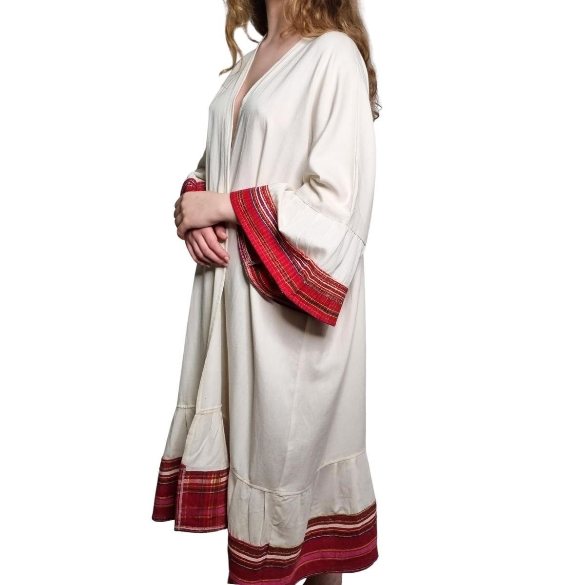 Satin Caftan Natural - Bordeaux