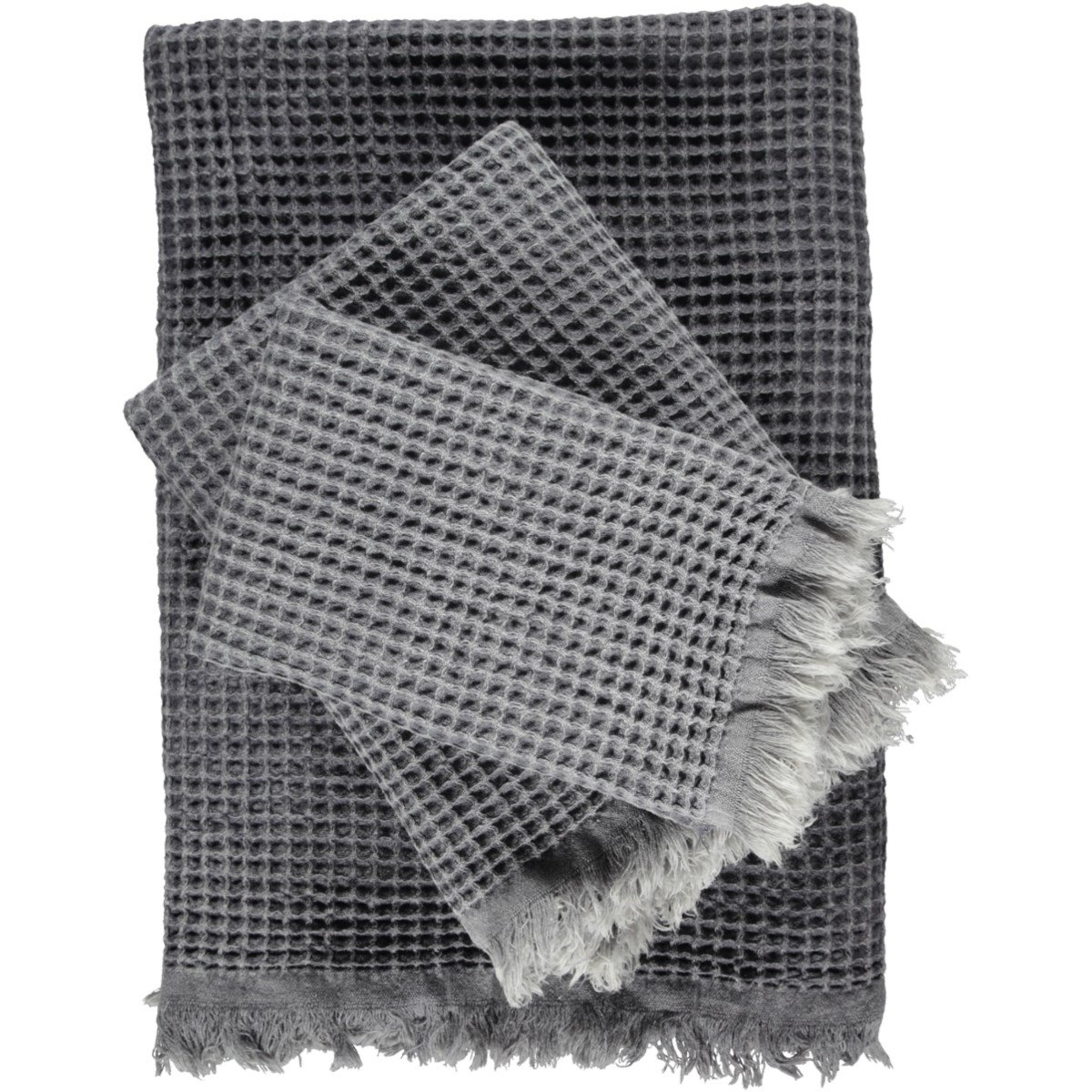 Stone Waffle Throw Dark Grey